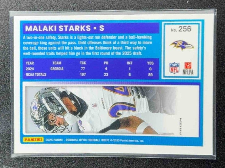 2025 Panini Donruss Optic Malaki Starks #256 Rated Rookie Blue Hyper Prizm