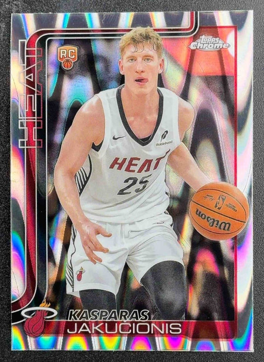 KASPARAS JAKUCIONIS 2025-26 TOPPS CHROME #270 RAYWAVE REFRACTOR RC HEAT
