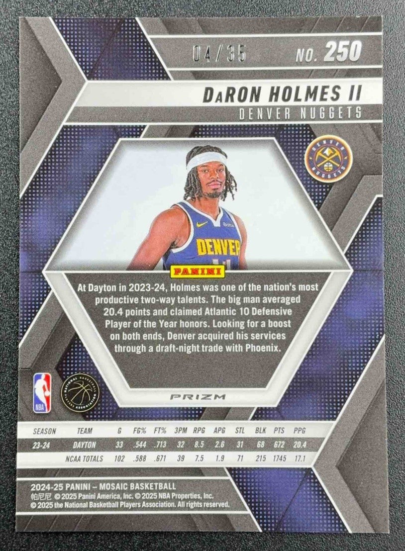 2024 Panini Mosaic DaRon Holmes II #250 International Blue Mosaic /35 RC