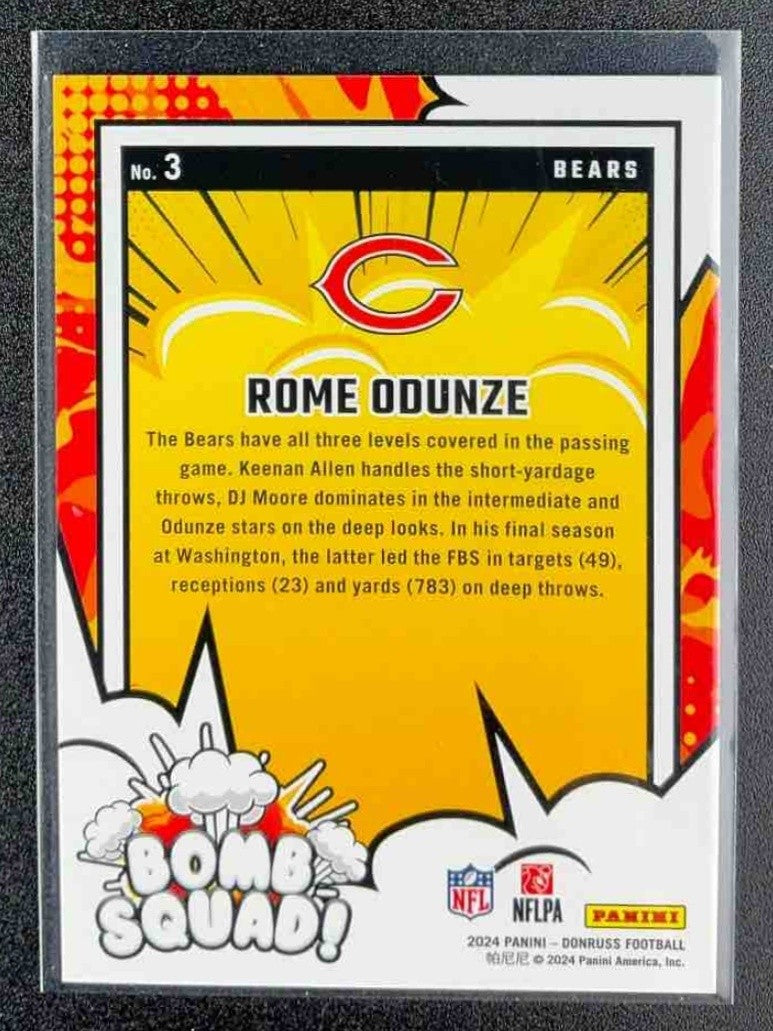 ROME ODUNZE 2024 PANINI DONRUSS #3 BOMB SQUAD RC BEARS