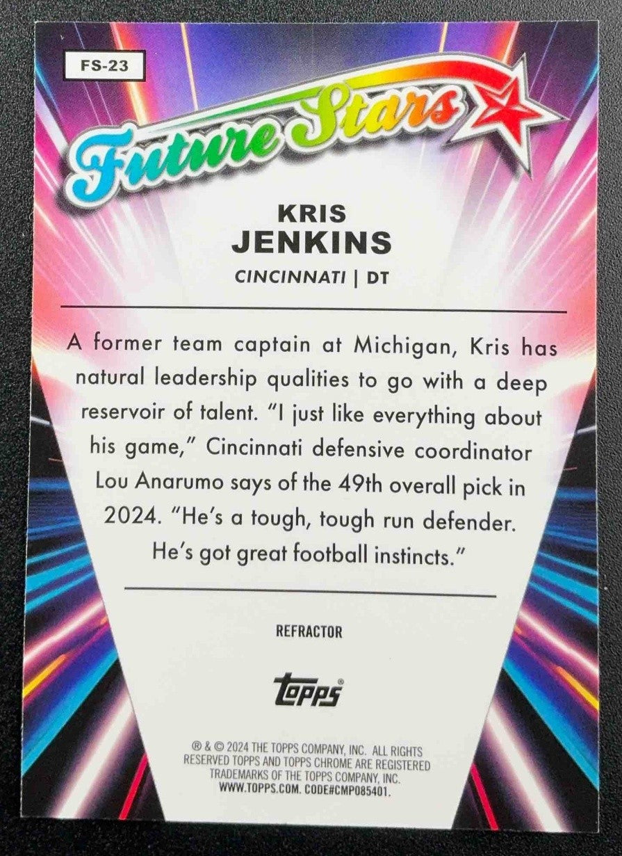 KRIS JENKINS 2024 TOPPS CHROME #FS-23 FUTURE STARS RC BENGALS
