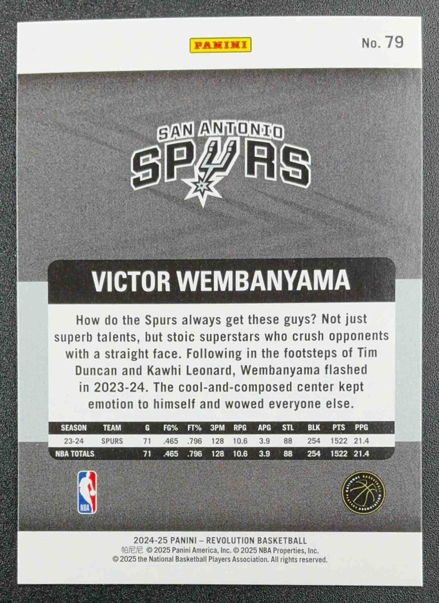 VICTOR WEMBANYAMA 2024-25 PANINI REVOLUTION #79 SPURS