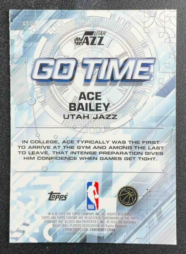 ACE BAILEY 2025-26 TOPPS CHROME GO TIME JAZZ