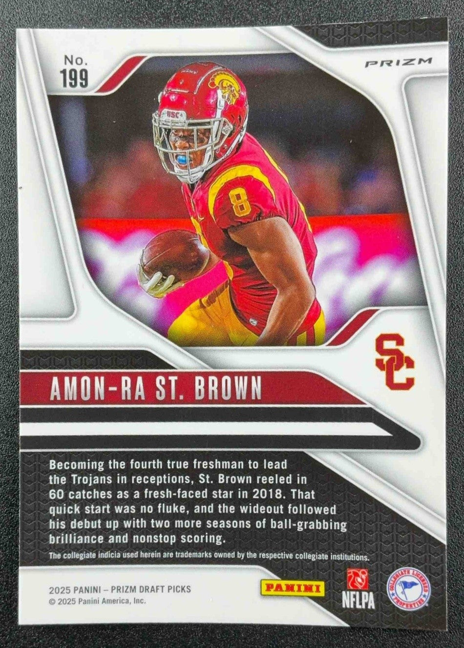 AMON-RA ST. BROWN 2025 PANINI PRIZM DRAFT PICKS #199 RED ICE TROJANS