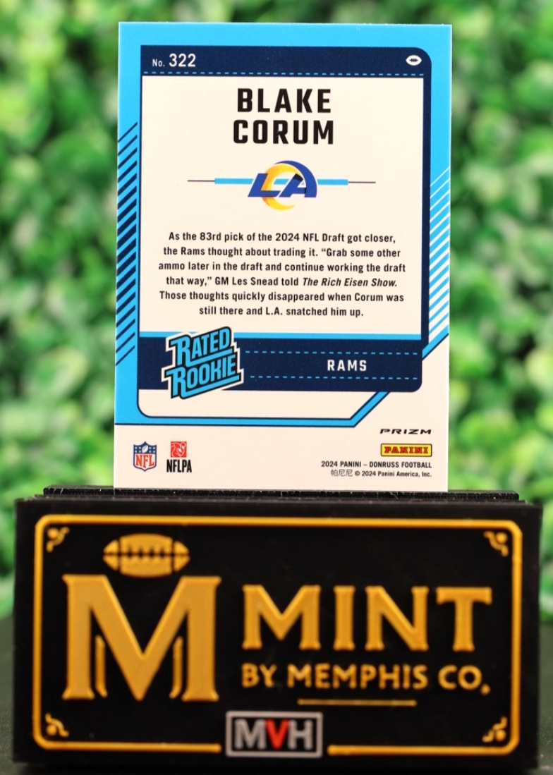 2024 DONRUSS #322 BLAKE CORUM OPTIC RATED ROOKIES PREVIEW PINK RAMS RC