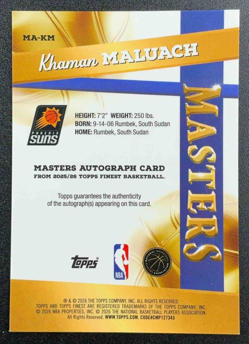KHAMAN MALUACH 2025-26 TOPPS FINEST #MA-KM MASTERS AUTO RC SUNS