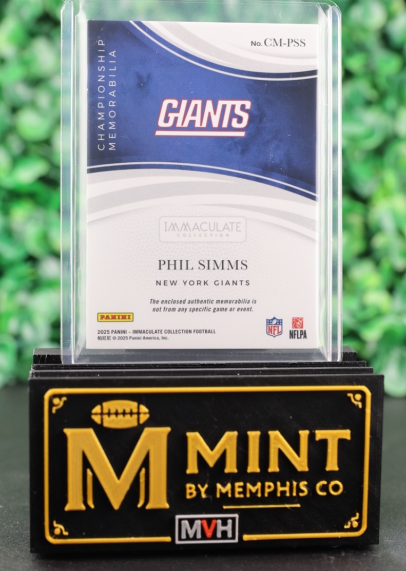 PHIL SIMMS 2025 IMMACULATE FOOTBALL CHAMPIONSHIP MEMORABILIA JERSEY RELIC /99