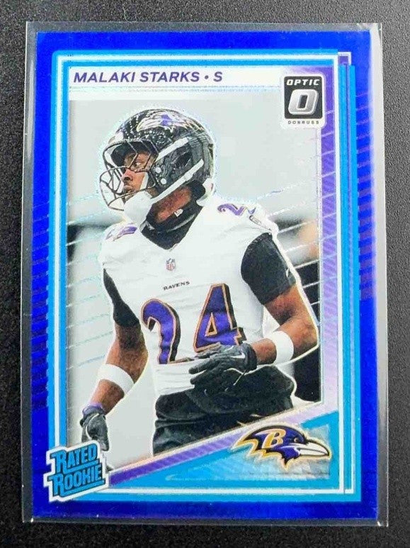 2025 Panini Donruss Optic Malaki Starks #256 Rated Rookie Blue Hyper Prizm