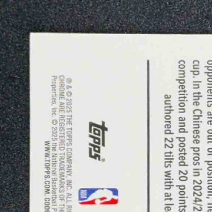 YANG HANSEN 2025-26 TOPPS CHROME #266 RAYWAVE REFRACTOR RC TRAIL BLAZERS