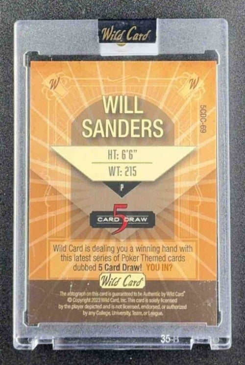 2023 Wild Card 5 Card Draw Auto Will Sanders RC 1/1