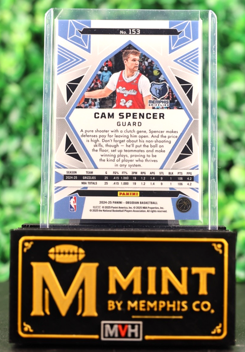 CAM SPENCER 2024-25 OBSIDIAN RC ROOKIE #153 GRIZZLIES