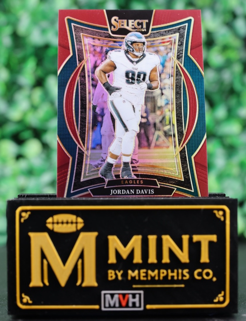 JORDAN DAVIS 2024 SELECT FOOTBALL CONCOURSE RED PRIZM EAGLES #72 /99