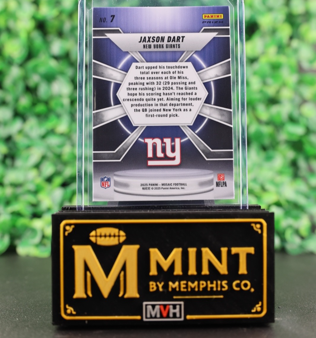 JAXSON DART 2025 PANINI MOSAIC #7 CENTER STAGE SILVER MOSAIC PRIZM - GIANTS