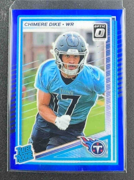 CHIMERE DIKE 2025 PANINI DONRUSS OPTIC #269 RATED ROOKIE BLUE HYPER PRIZM TITANS