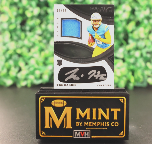 TRE HARRIS 2025 PANINI IMMACULATE ROOKIE EYE BLACK PATCH AUTO /99 #REBH-THS