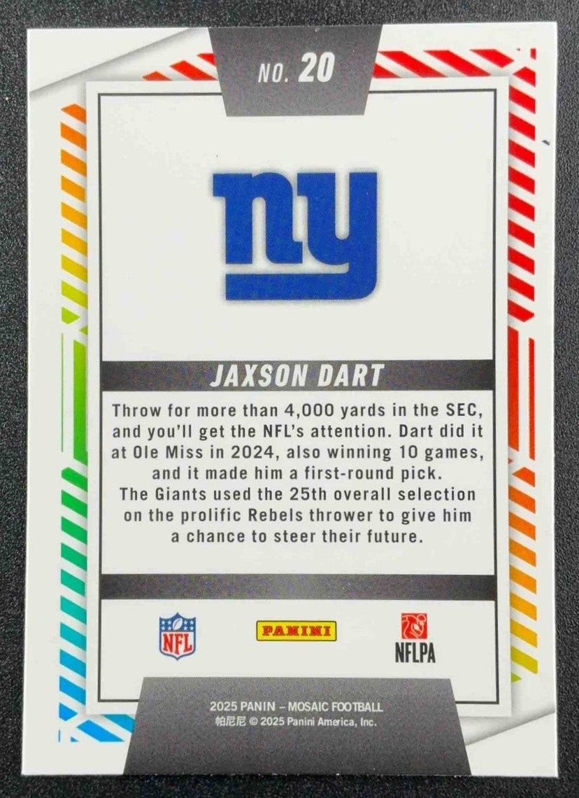 JAXSON DART 2025 PANINI MOSAIC #20 MEN OF MASTERY RC GIANTS
