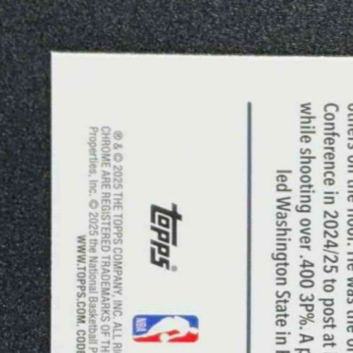 CEDRIC COWARD 2025-26 TOPPS CHROME #261 RC GRIZZLIES