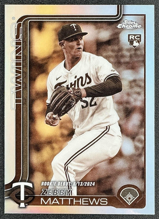 ZEBBY MATTHEWS 2025 TOPPS CHROME UPDATE #USC171 SEPIA REFRACTOR RC TWINS