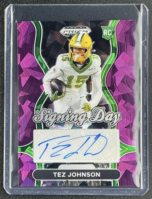 2025 Panini Prizm Draft Picks Tez Johnson Signing Day Purple Ice /199 Auto