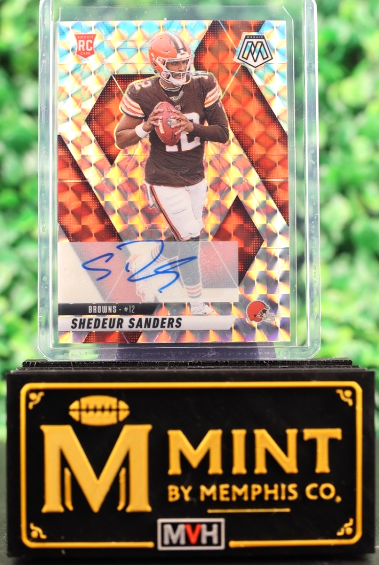 SHEDEUR SANDERS 2025 PANINI MOSAIC AUTO SILVER PRIZM BROWNS #302 RC