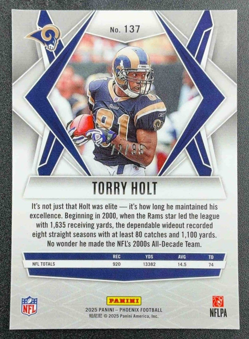 TORRY HOLT 2025 PANINI PHOENIX #137 RED 72/99 RAMS