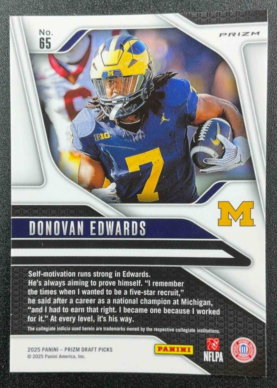 DONOVAN EDWARDS 2025 PANINI PRIZM DRAFT PICKS #65 RED ICE RC WOLVERINES