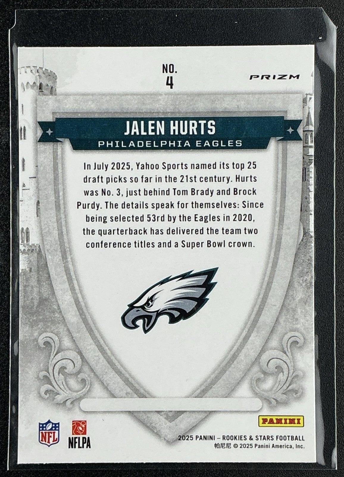JALEN HURTS 2025 PANINI ROOKIES & STARS #4 CRUSADE SILVER EAGLES
