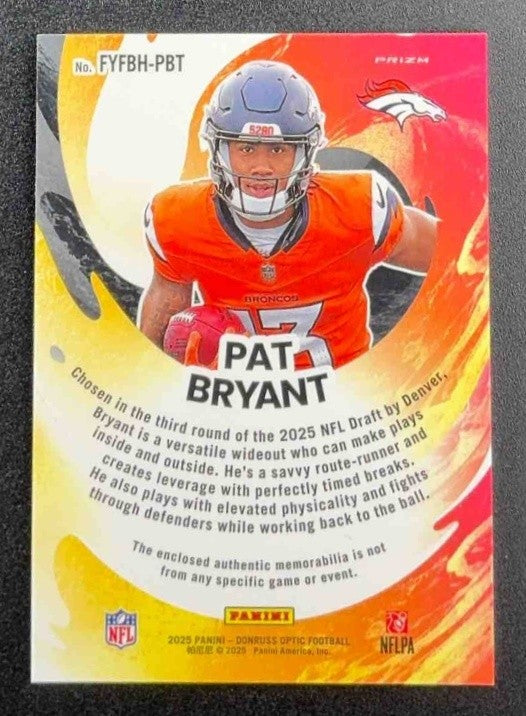 2025 Panini Donruss Optic Pat Bryant First Year Fresh Blue Hyper Prizm RC