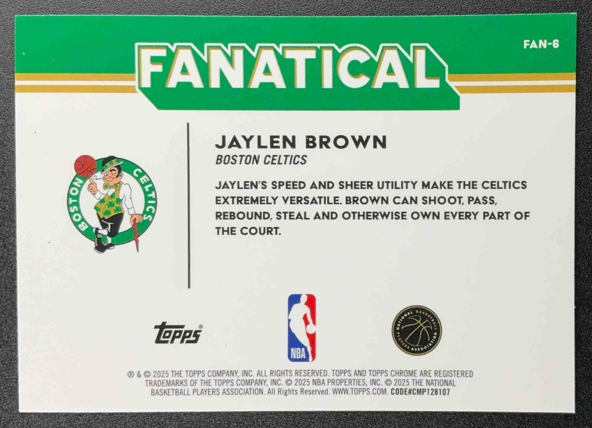 JAYLEN BROWN 2025-26 TOPPS CHROME #FAN-6 FANATICAL SSP CELTICS