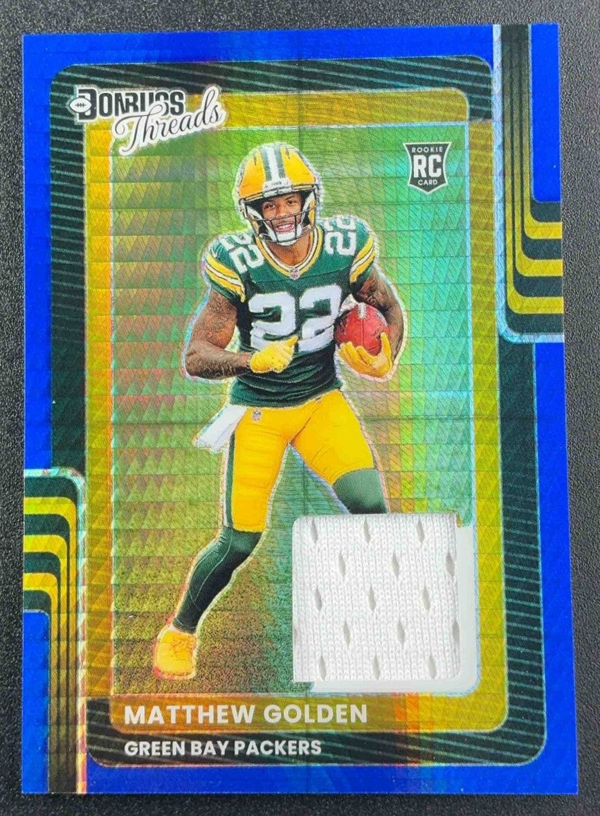 2025 Panini Donruss Optic Matthew Golden #DTBH-MGN Threads Blue Hyper Prizm RC