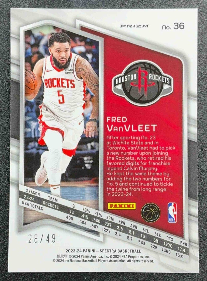 2023 Panini Spectra Fred VanVleet #36 International Red and Yellow /49