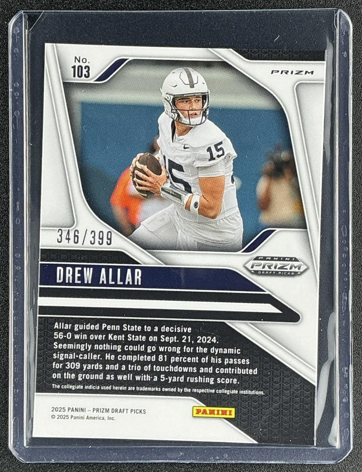DREW ALLAR 2025 PANINI PRIZM DRAFT PICKS #103 RED 346/399 RC NITTANY LIONS