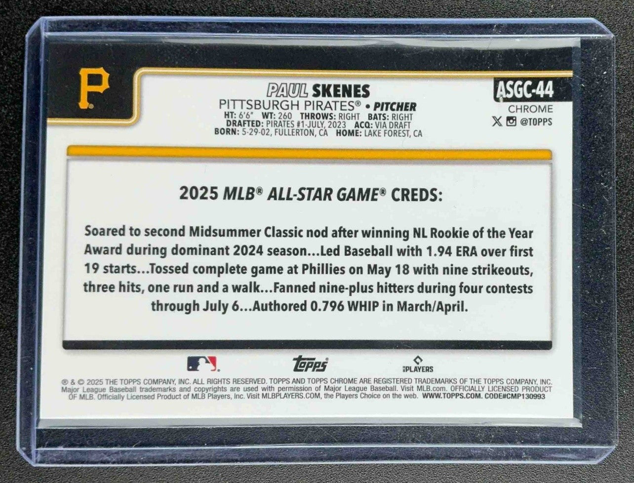 2025 Topps Chrome Update Paul Skenes #ASGC-44 All-Star Game Image Variation SSP