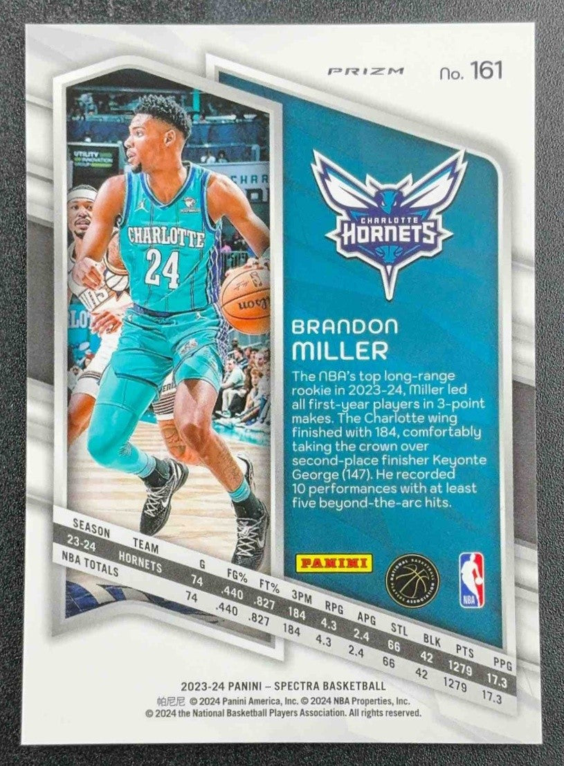 BRANDON MILLER 2023-24 PANINI SPECTRA #161 INTERNATIONAL RED RC HORNETS