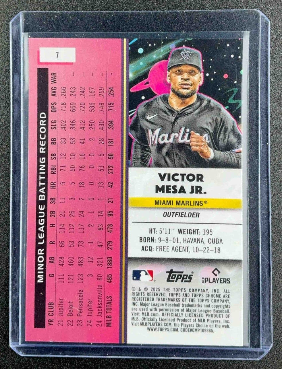 2025 Topps Cosmic Chrome Victor Mesa Jr. #7 Gold Interstellar Refractor /50 RC