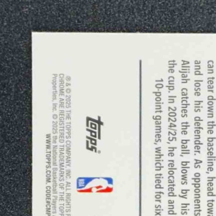 ALIJAH MARTIN 2025-26 TOPPS CHROME #290 RAYWAVE REFRACTOR RC RAPTORS