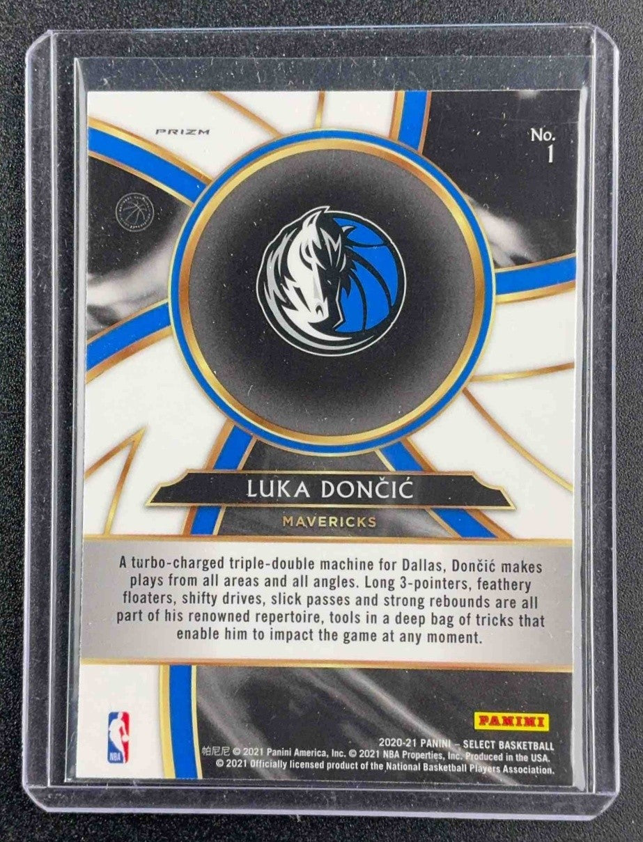 Luka Doncic 2020-21 Panini Select #1 Turbocharged Blue Shimmer Prizm SP