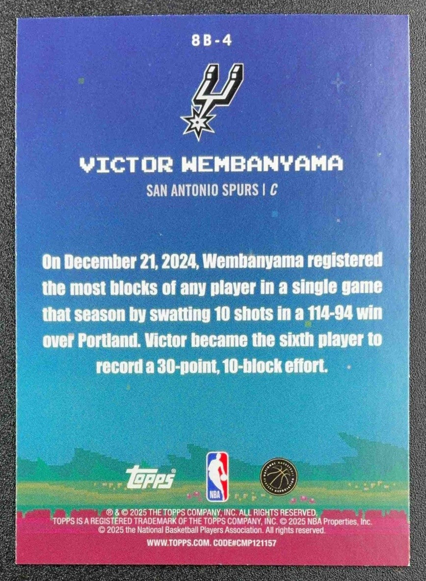 VICTOR WEMBANYAMA 2025-26 TOPPS #8B-4 8-BIT BALLERS SPURS