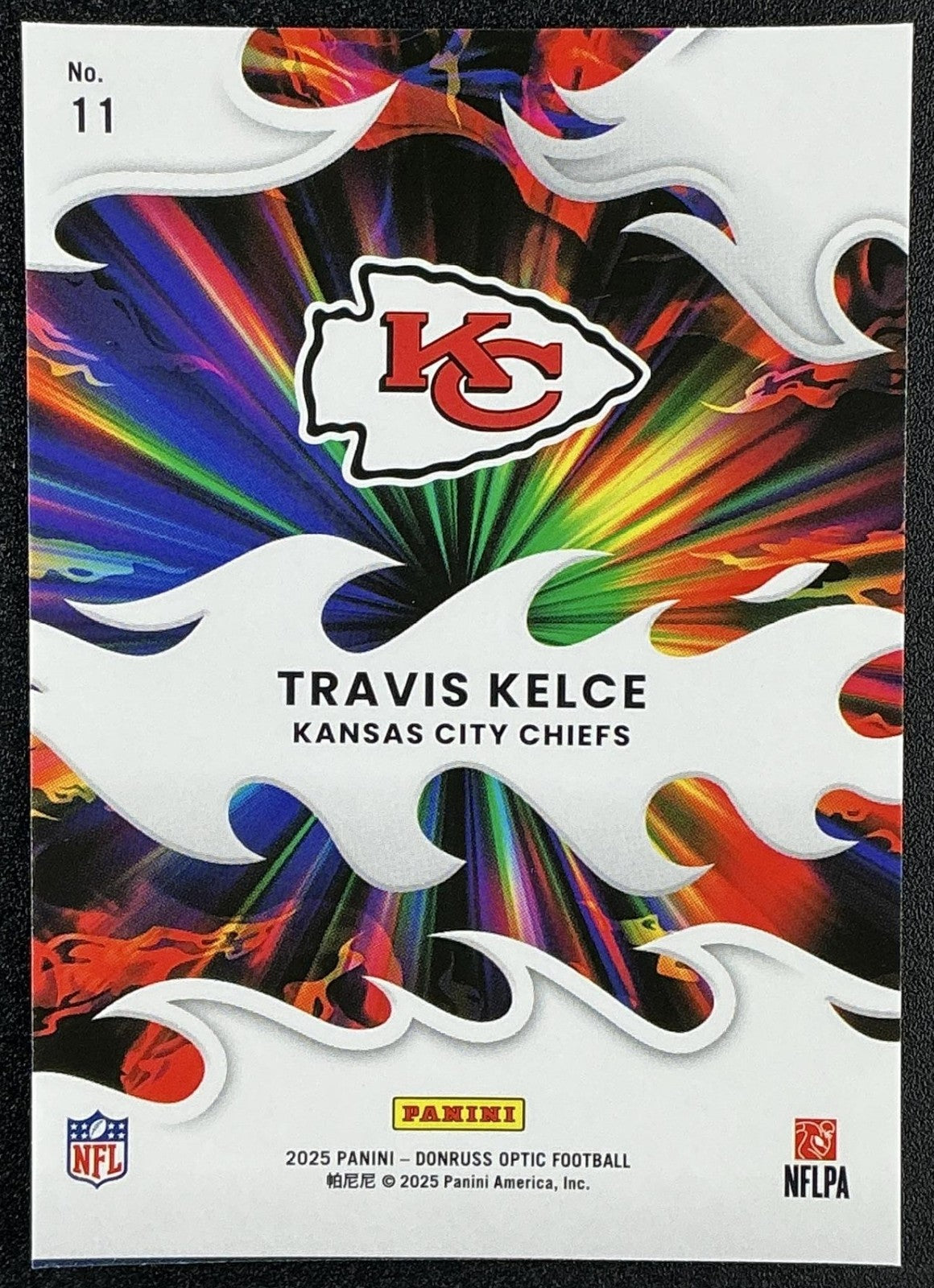 TRAVIS KELCE 2025 PANINI DONRUSS OPTIC #11 LIGHT IT UP CHIEFS