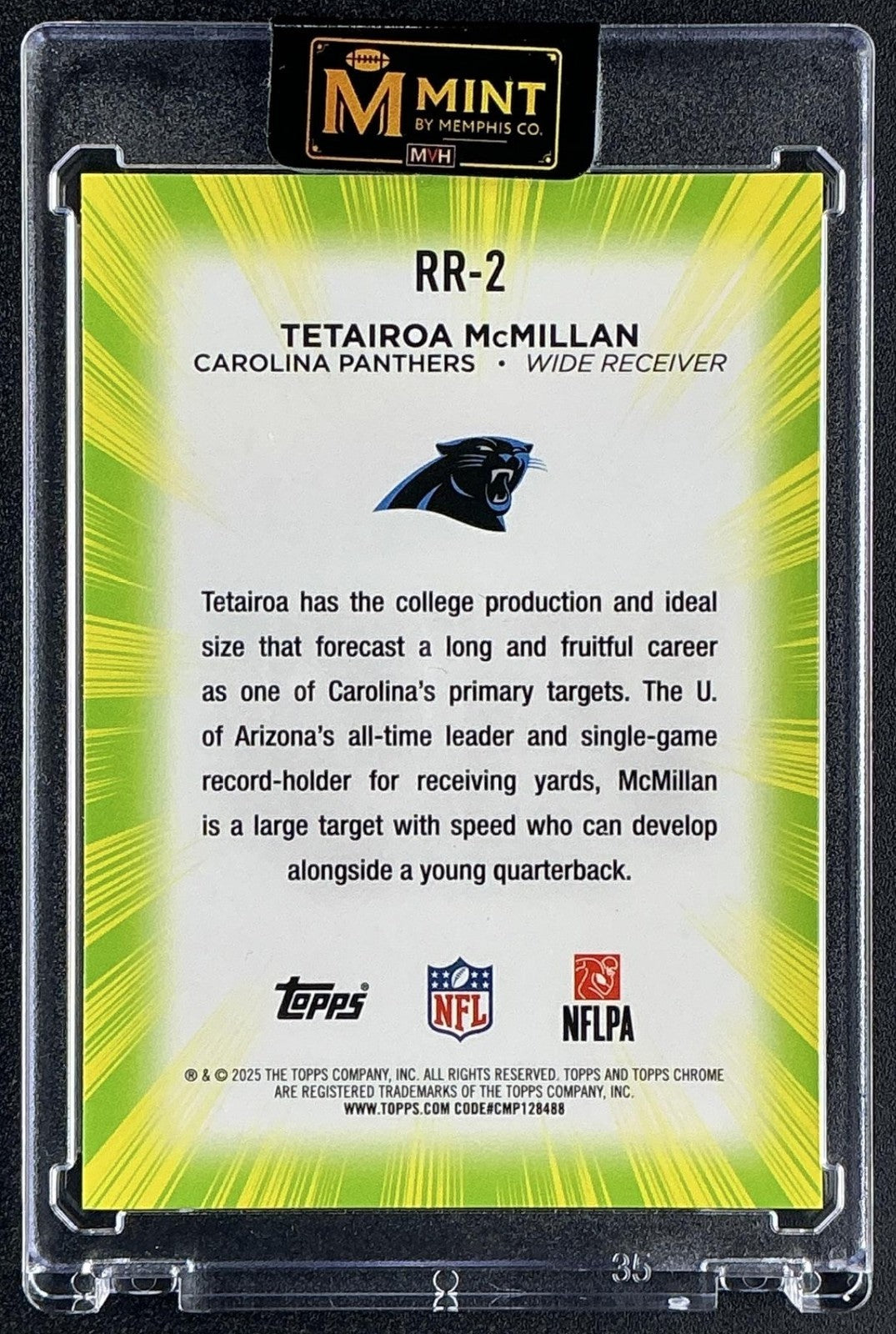 TETAIROA MCMILLAN 2025 TOPPS CHROME #RR-2 RADIATING ROOKIES SP RC PANTHERS