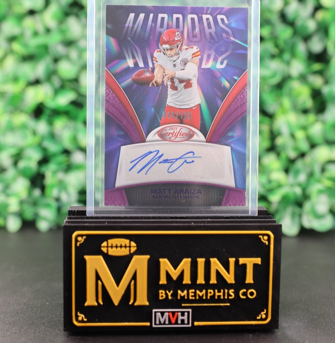MATT ARAIZA 2025 PANINI CERTIFIED MIRROR AUTO PURPLE /125 CHIEFS
