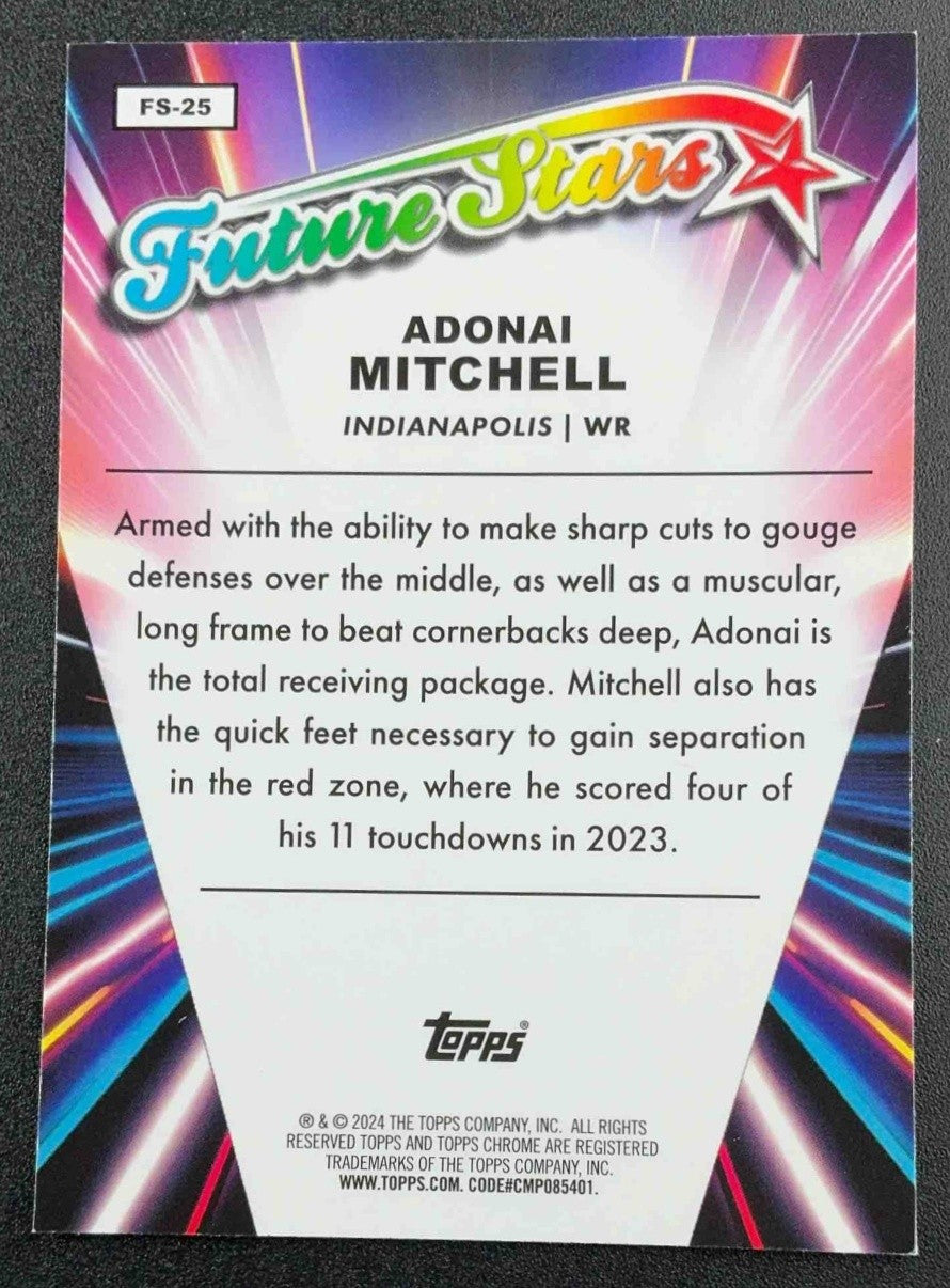 ADONAI MITCHELL 2024 TOPPS CHROME #FS-25 FUTURE STARS RC COLTS