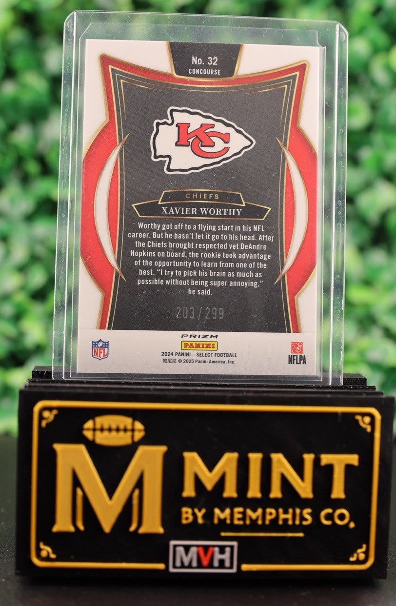 XAVIER WORTHY 2024 SELECT TRI COLOR PRIZM /299 ROOKIE CARD RC KANSAS CITY CHIEFS