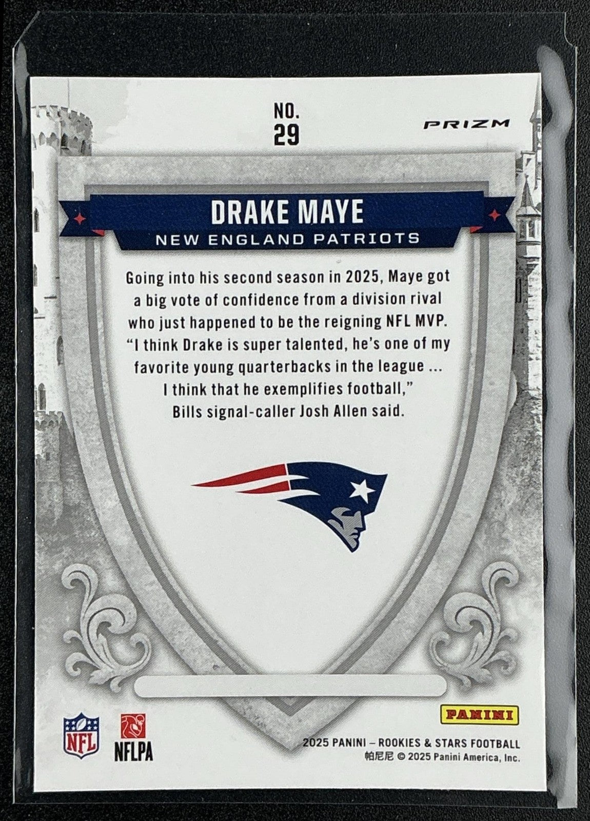 DRAKE MAYE 2025 PANINI ROOKIES & STARS #29 CRUSADE SILVER PATRIOTS