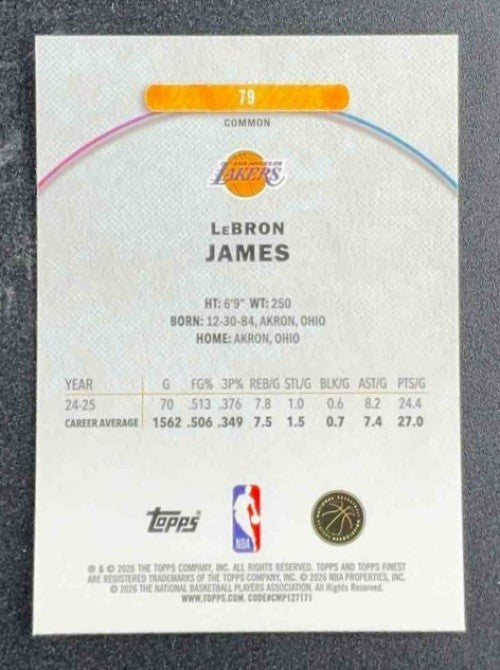 LEBRON JAMES 2025-26 TOPPS FINEST #79 COMMON LAKERS