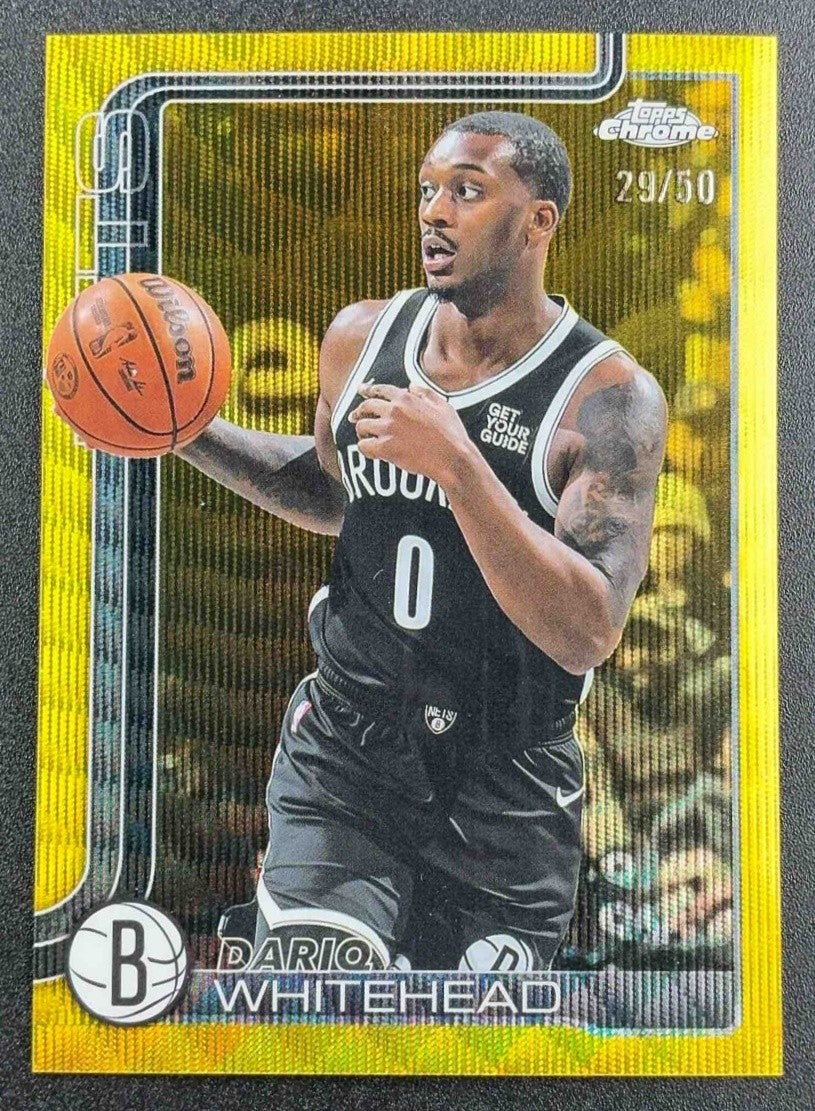 DARIQ WHITEHEAD 2025-26 TOPPS CHROME #91 GOLD WAVE REFRACTOR 29/50 NETS