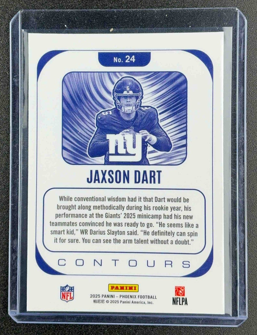 JAXSON DART 2025 PANINI PHOENIX #24 CONTOURS RC GIANTS