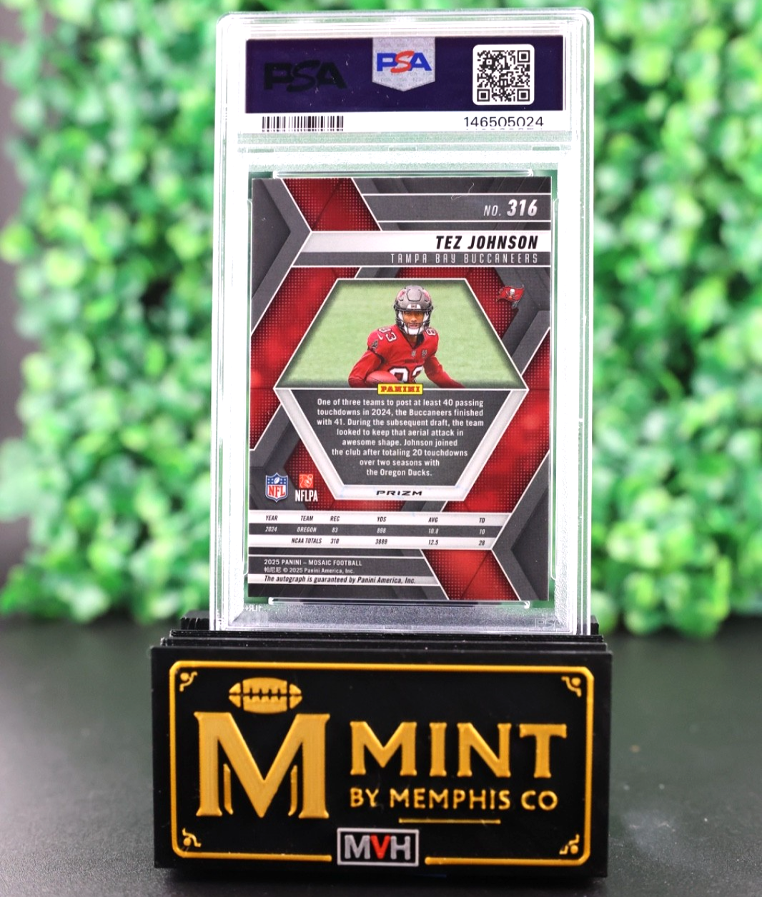TEZ JOHNSON 2025 PANINI MOSAIC #316 ROOKIE RC AUTO BUCCANEERS
