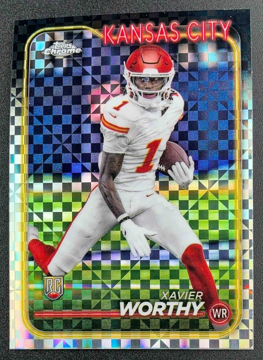 XAVIER WORTHY 2024 TOPPS CHROME #208 X-FRACTOR RC CHIEFS