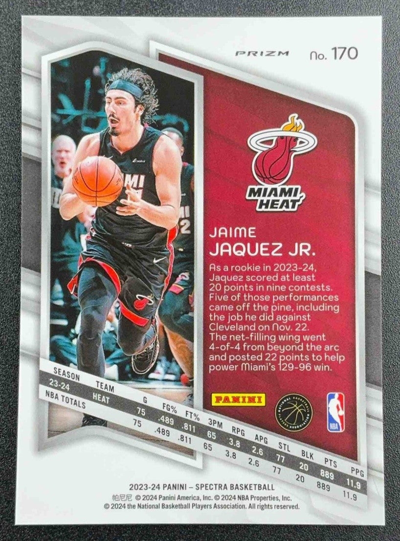 JAIME JAQUEZ JR. 2023-24 PANINI SPECTRA #170 RC HEAT